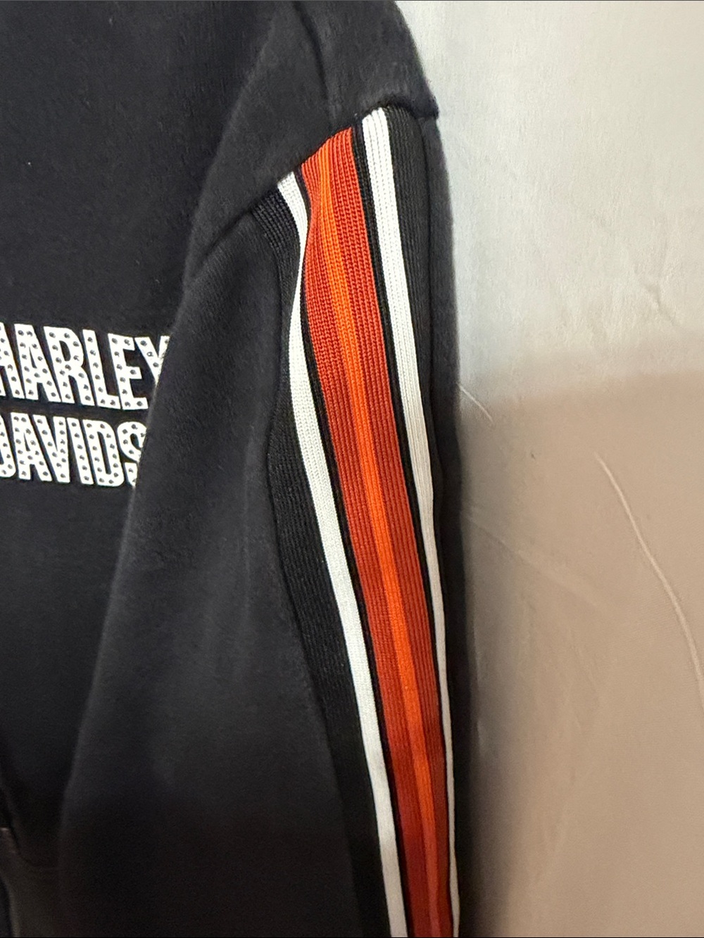 Harley-Davidson Black Zip-Up Hoodie with Orange Stripe - Picture 7 of 9